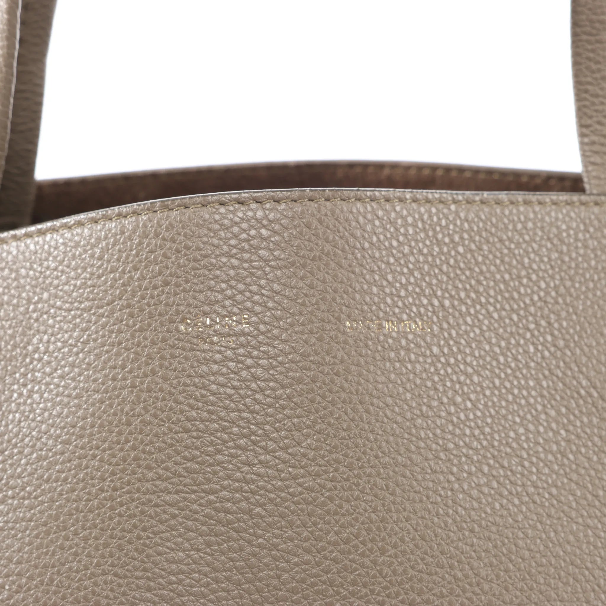 Celine Cabas Phantom Medium Leather Shoulder Bag in Taupe