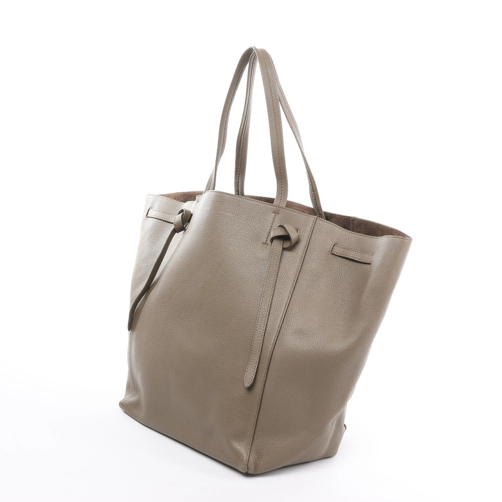 Celine Cabas Phantom Medium Leather Shoulder Bag in Taupe