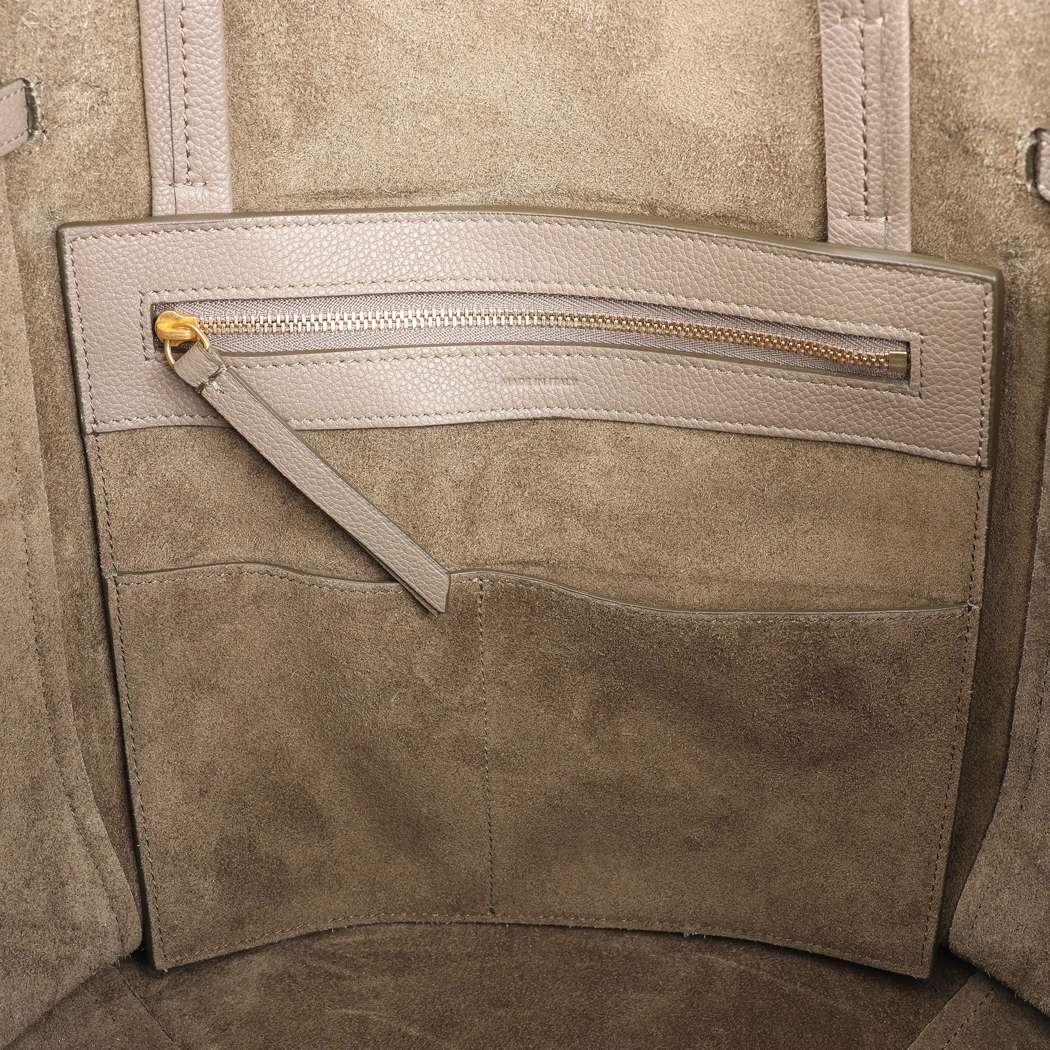Celine Cabas Phantom Small Leather Shoulder Bag in Taupe