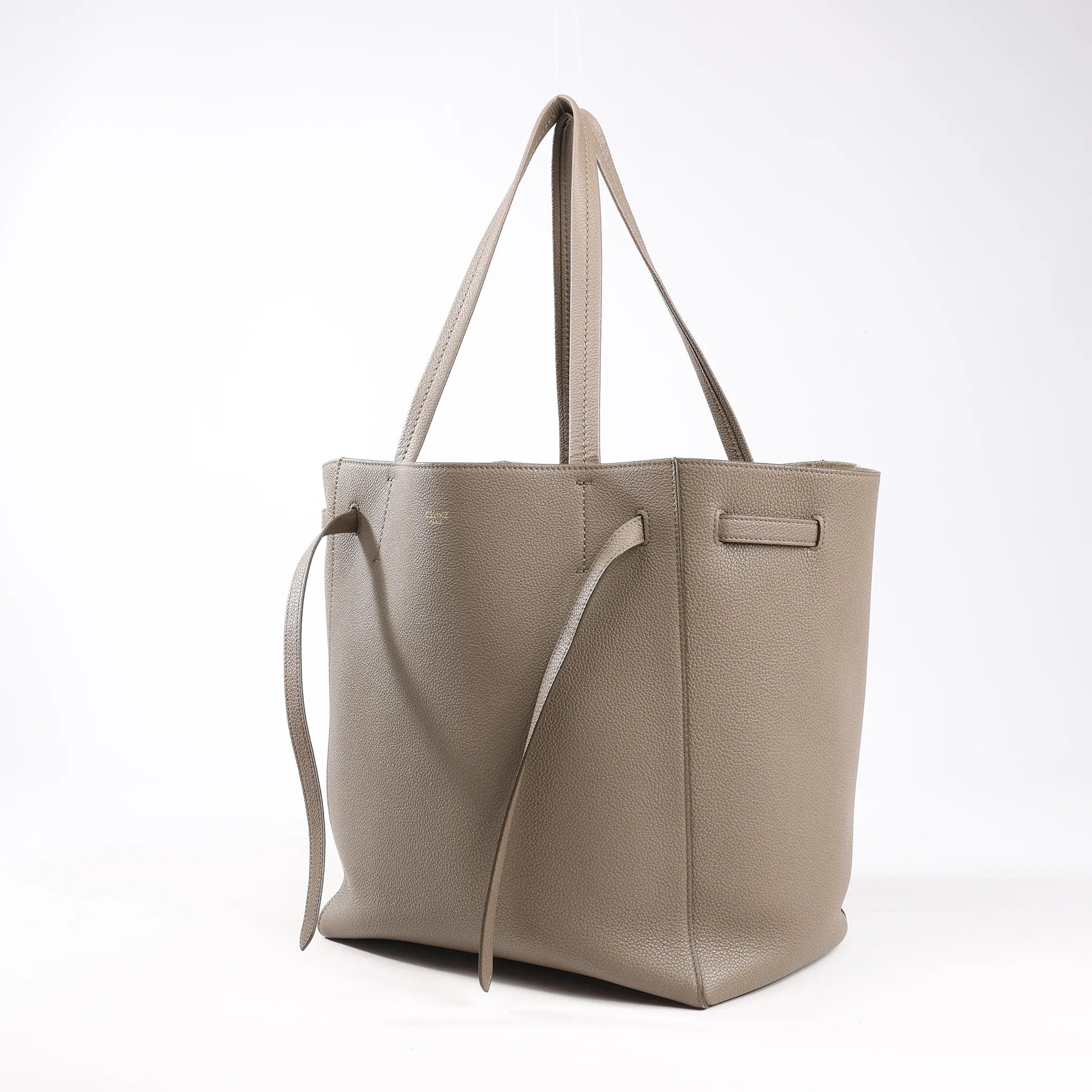 Celine Cabas Phantom Small Leather Shoulder Bag in Taupe