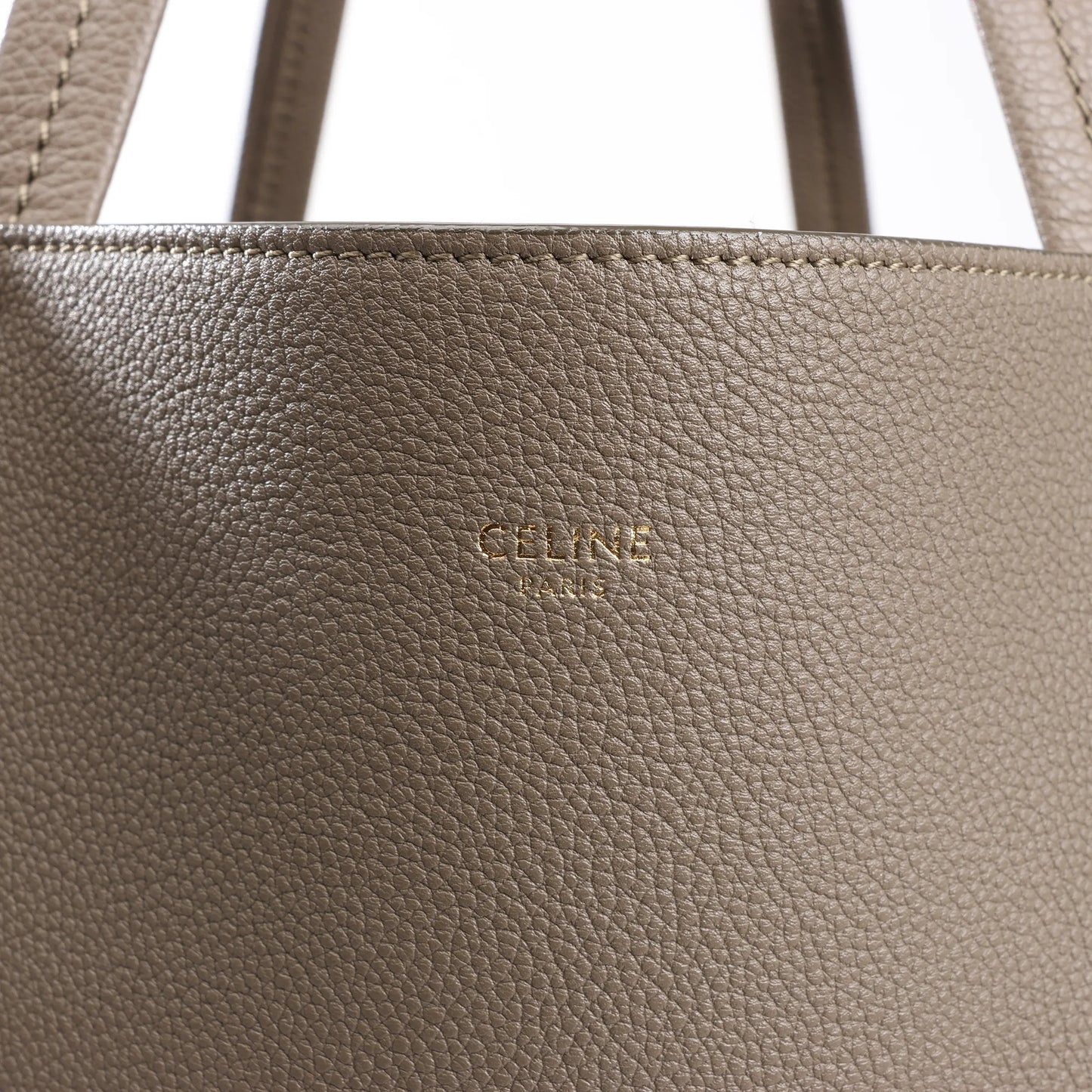 Celine Cabas Phantom Medium Leather Shoulder Bag in Taupe