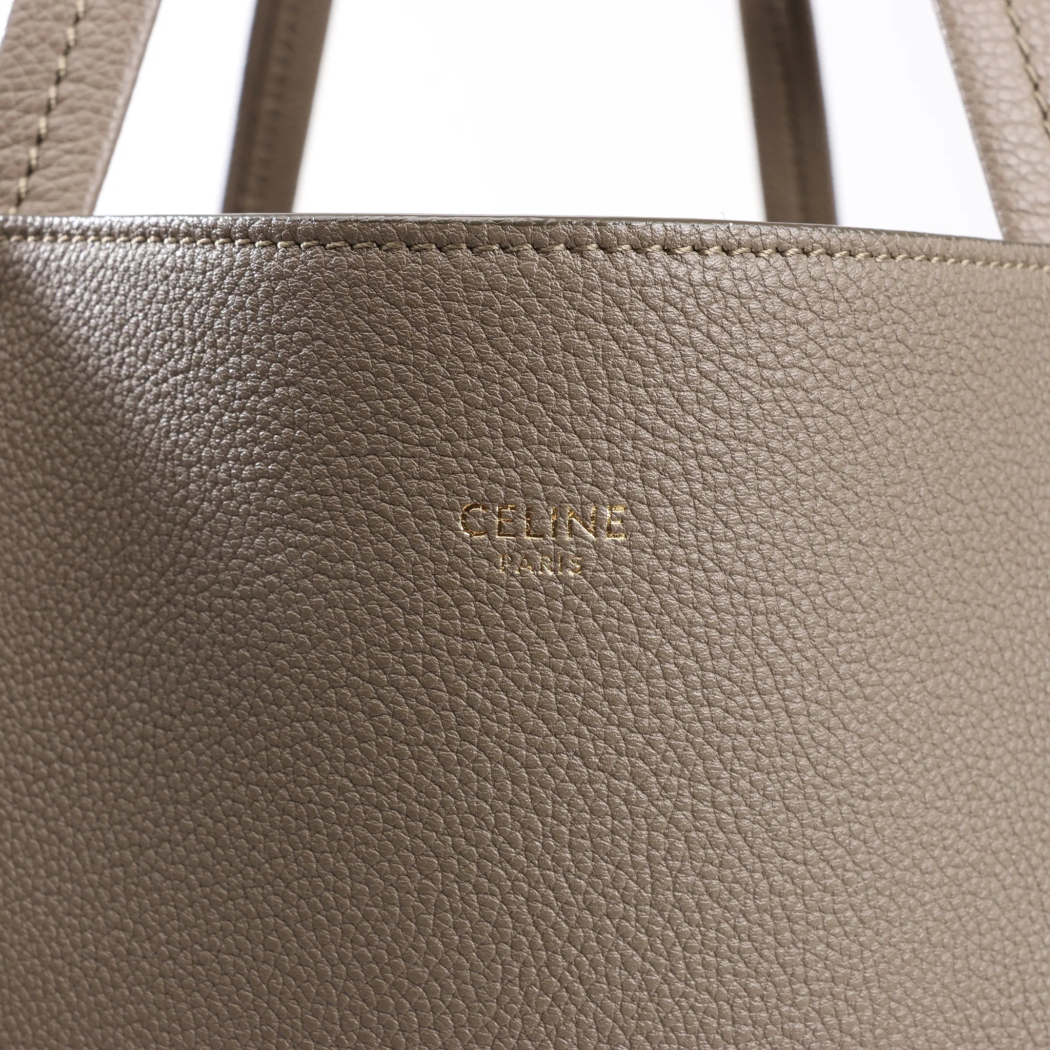 Celine Cabas Phantom Small Leather Shoulder Bag in Taupe