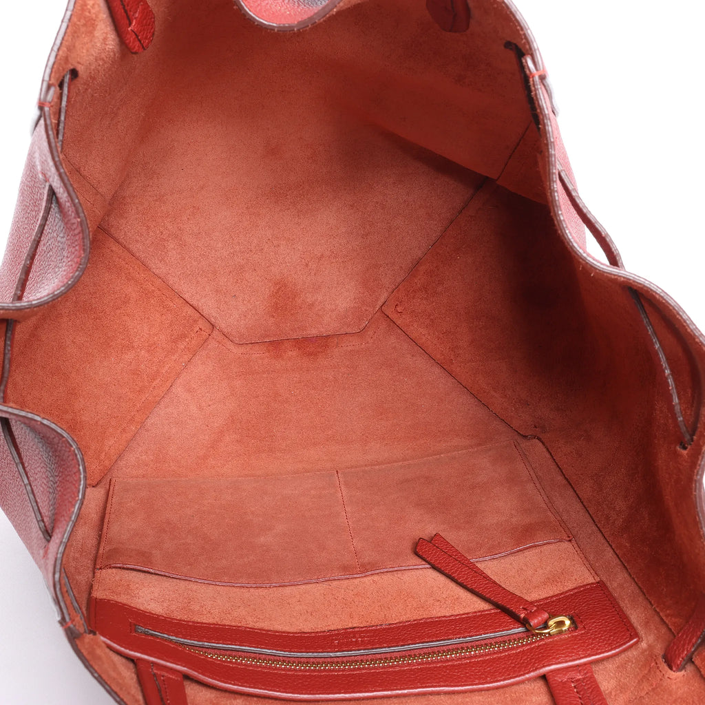 Celine Cabas Phantom Small Leather Shoulder Bag in Red
