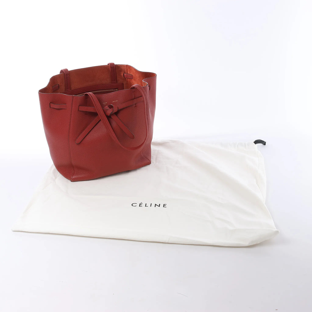 Celine Cabas Phantom Small Leather Shoulder Bag in Red