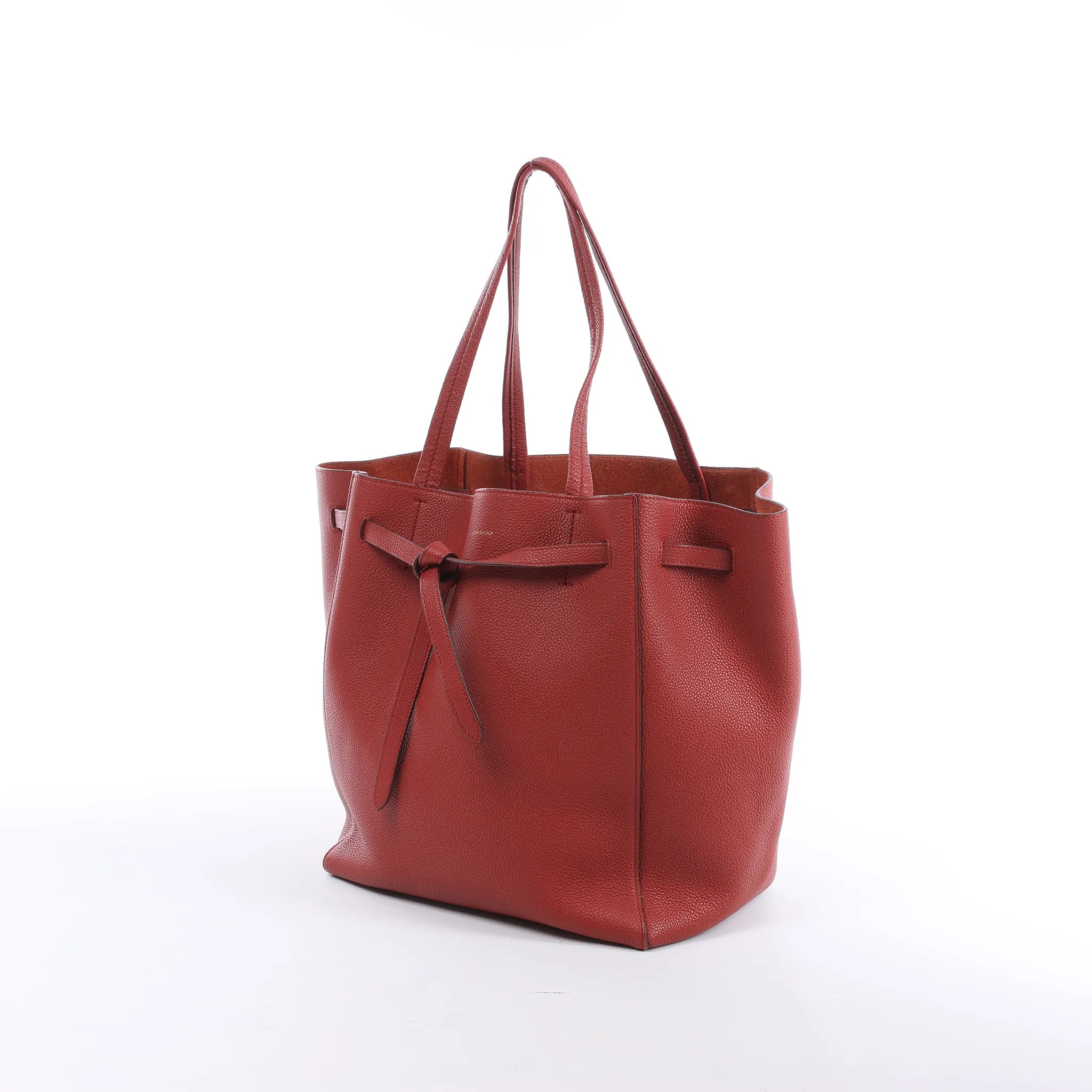 Celine Cabas Phantom Small Leather Shoulder Bag in Red