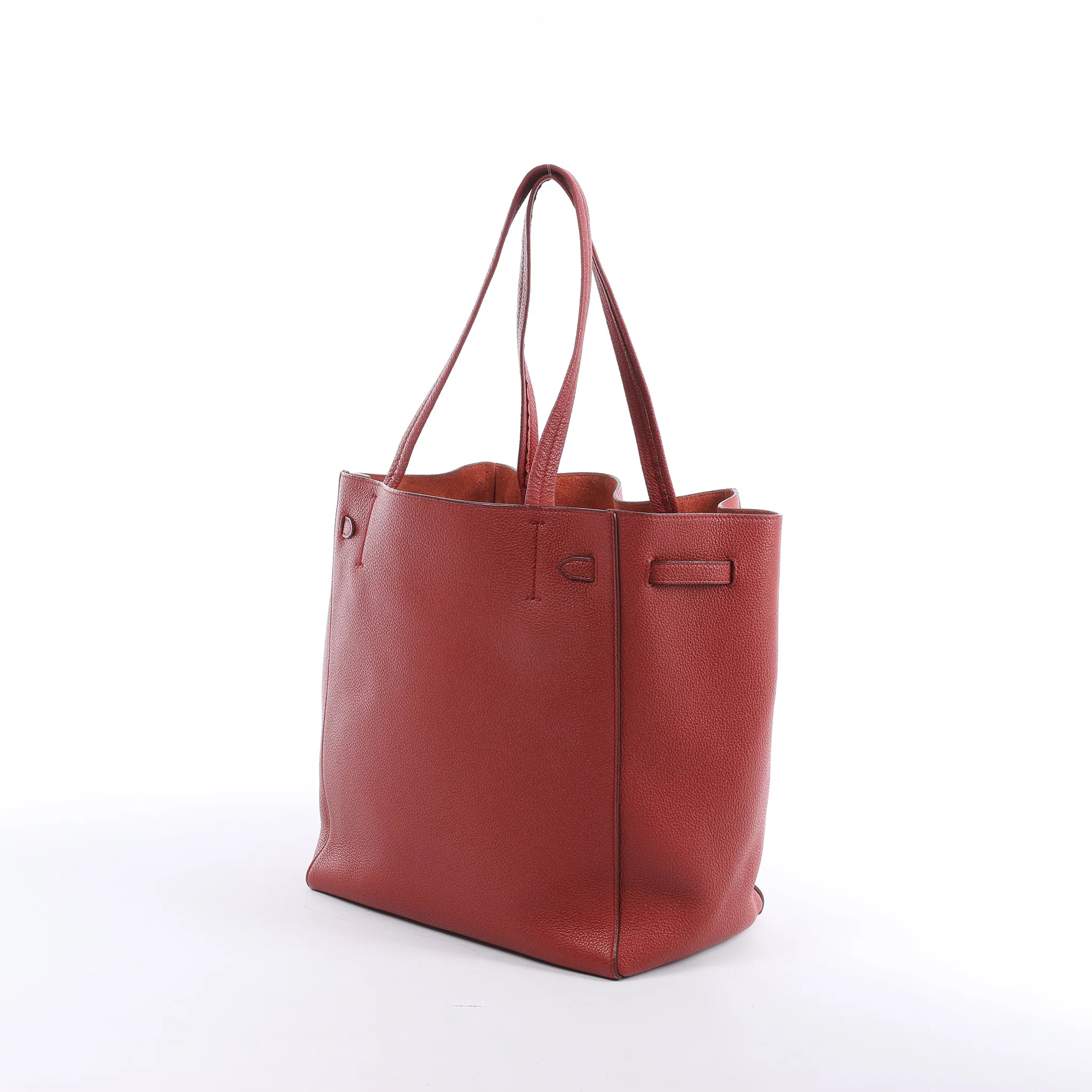 Celine Cabas Phantom Small Leather Shoulder Bag in Red