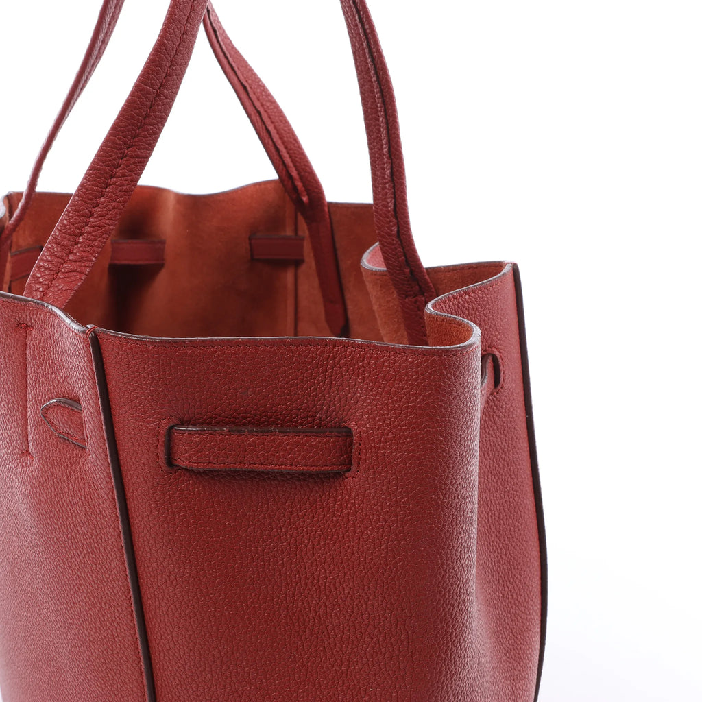 Celine Cabas Phantom Small Leather Shoulder Bag in Red