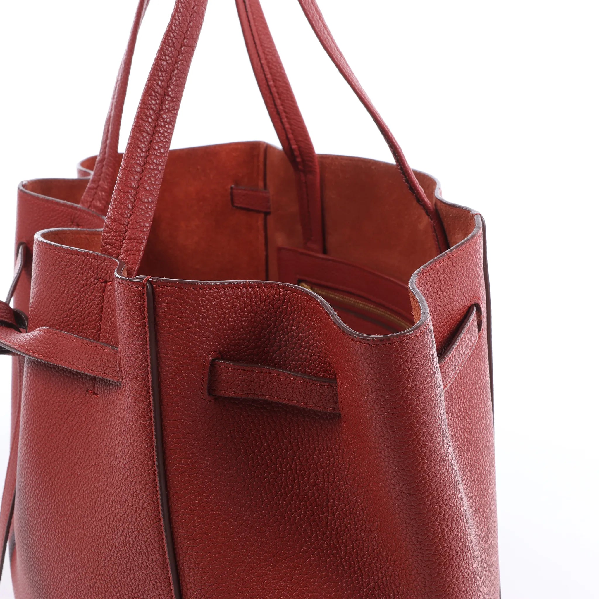 Celine Cabas Phantom Small Leather Shoulder Bag in Red