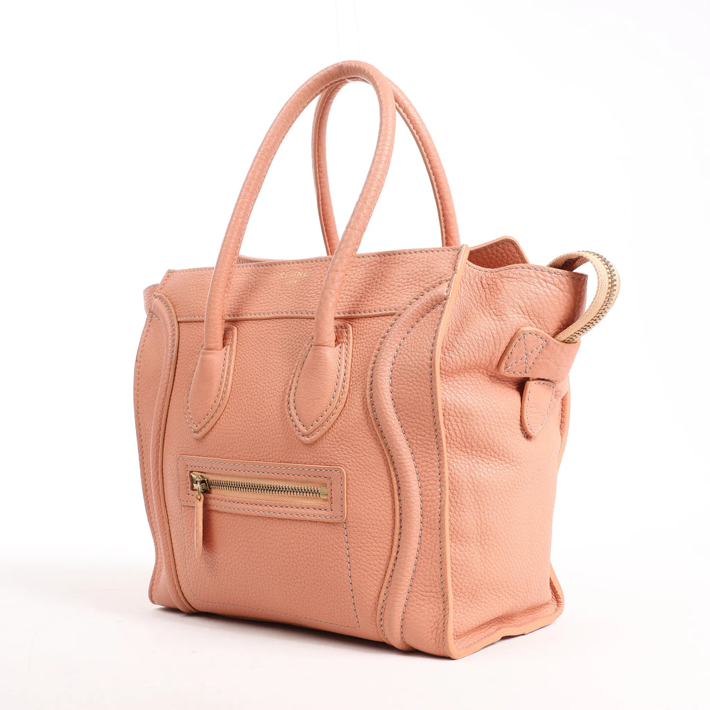 CELINE Luggage Micro Leather Handbag in Pink