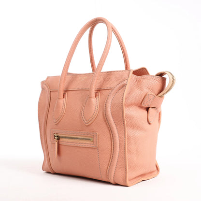 CELINE Luggage Micro Handtasche aus Leder in Rosa