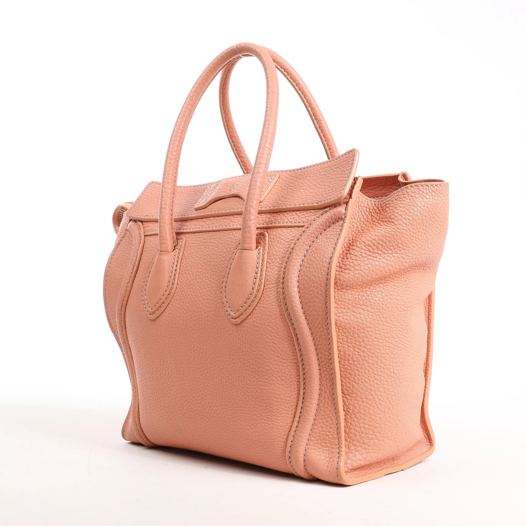 CELINE Luggage Micro Leather Handbag in Pink
