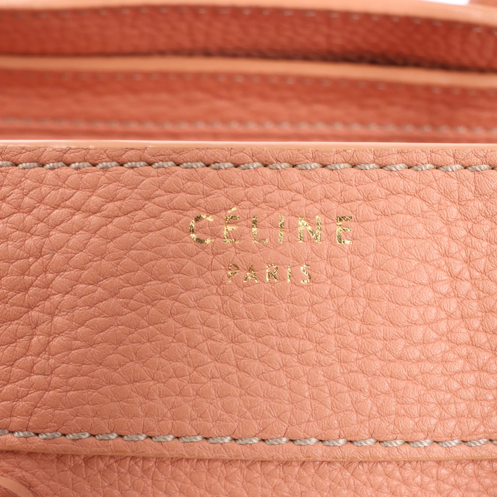 CELINE Luggage Micro Leather Handbag in Pink