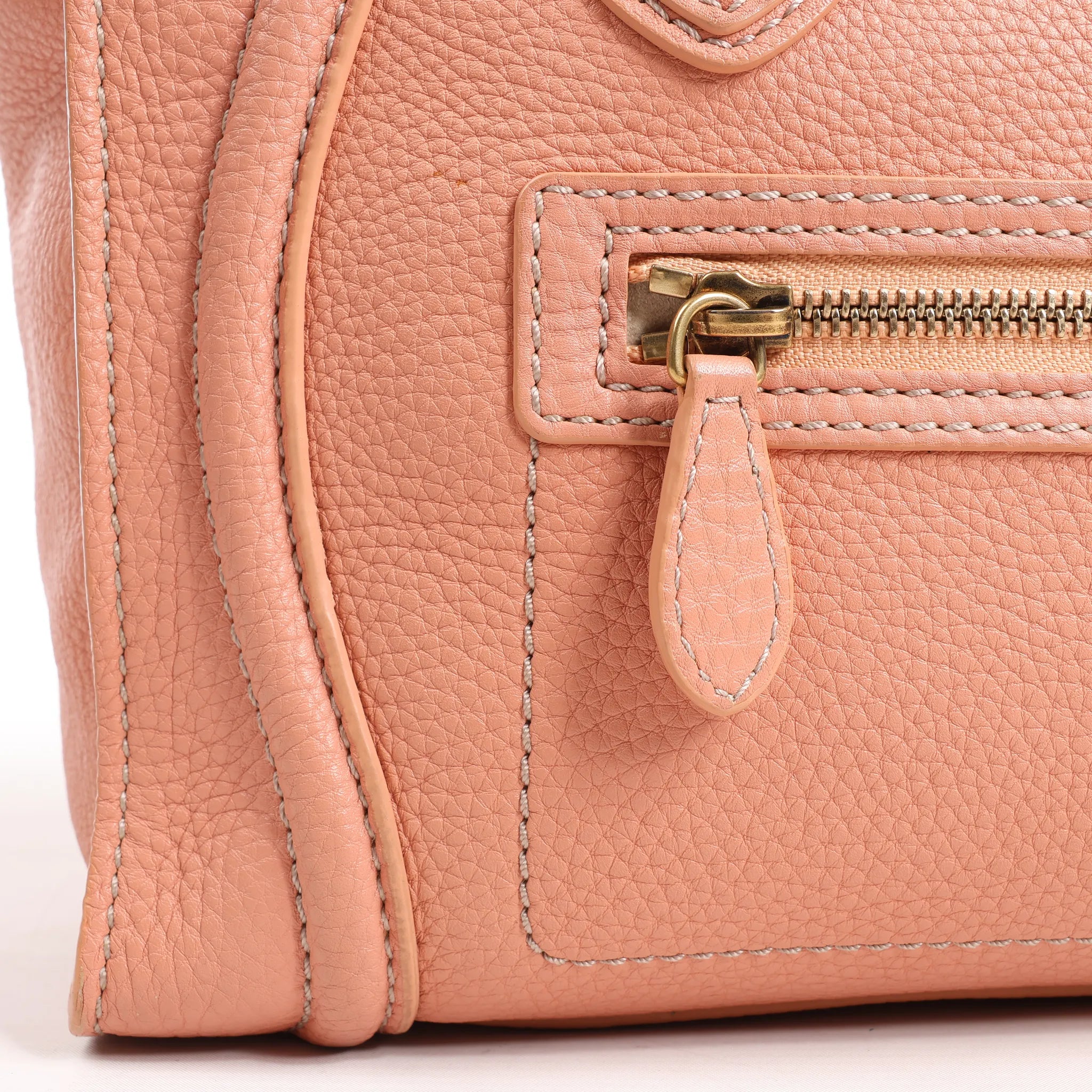 CELINE Luggage Micro Leather Handbag in Pink