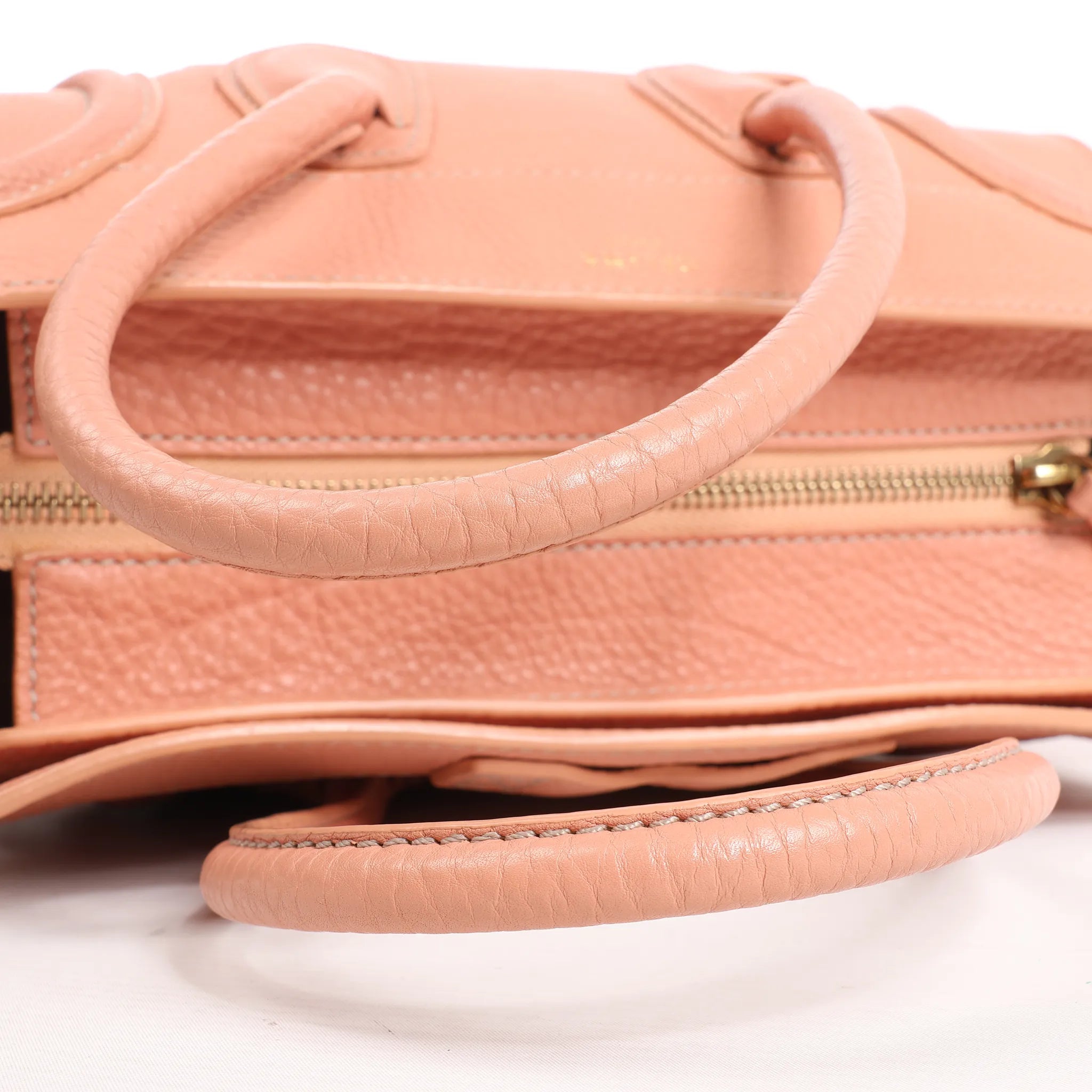 CELINE Luggage Micro Leather Handbag in Pink