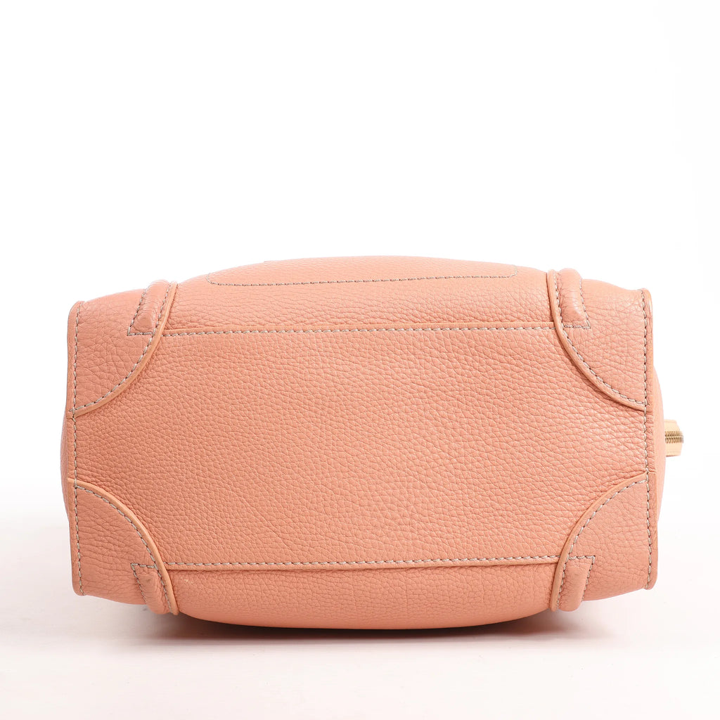 CELINE Luggage Micro Leather Handbag in Pink