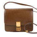 Bolso de hombro pequeño de piel Celine Classic Box en marrón