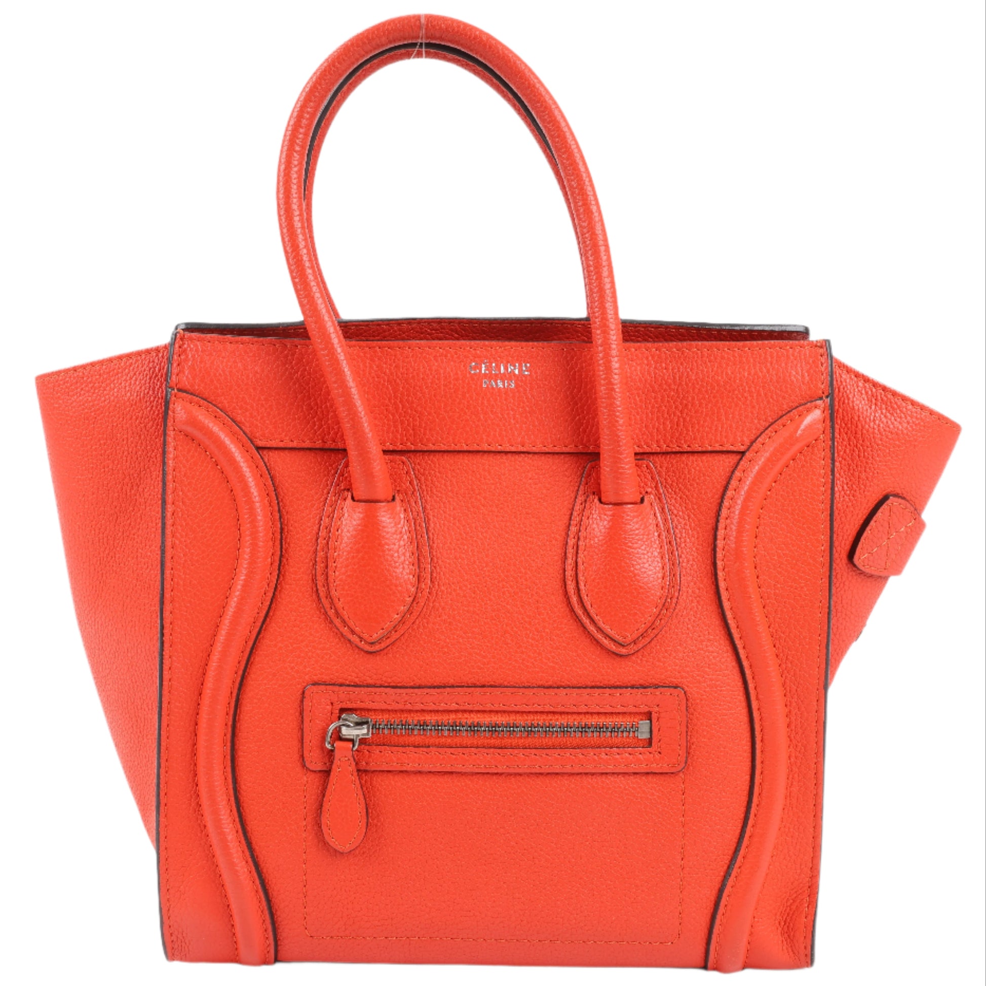 Celine Luggage Micro Leather Handbag in Red