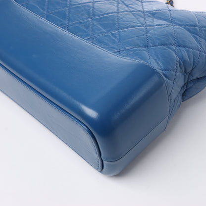 Chanel Gabrielle Doo Chanel Vintage Kalbsleder-Umhängetasche mit Kette Blaugold x Silbermetallbeschläge 27113839