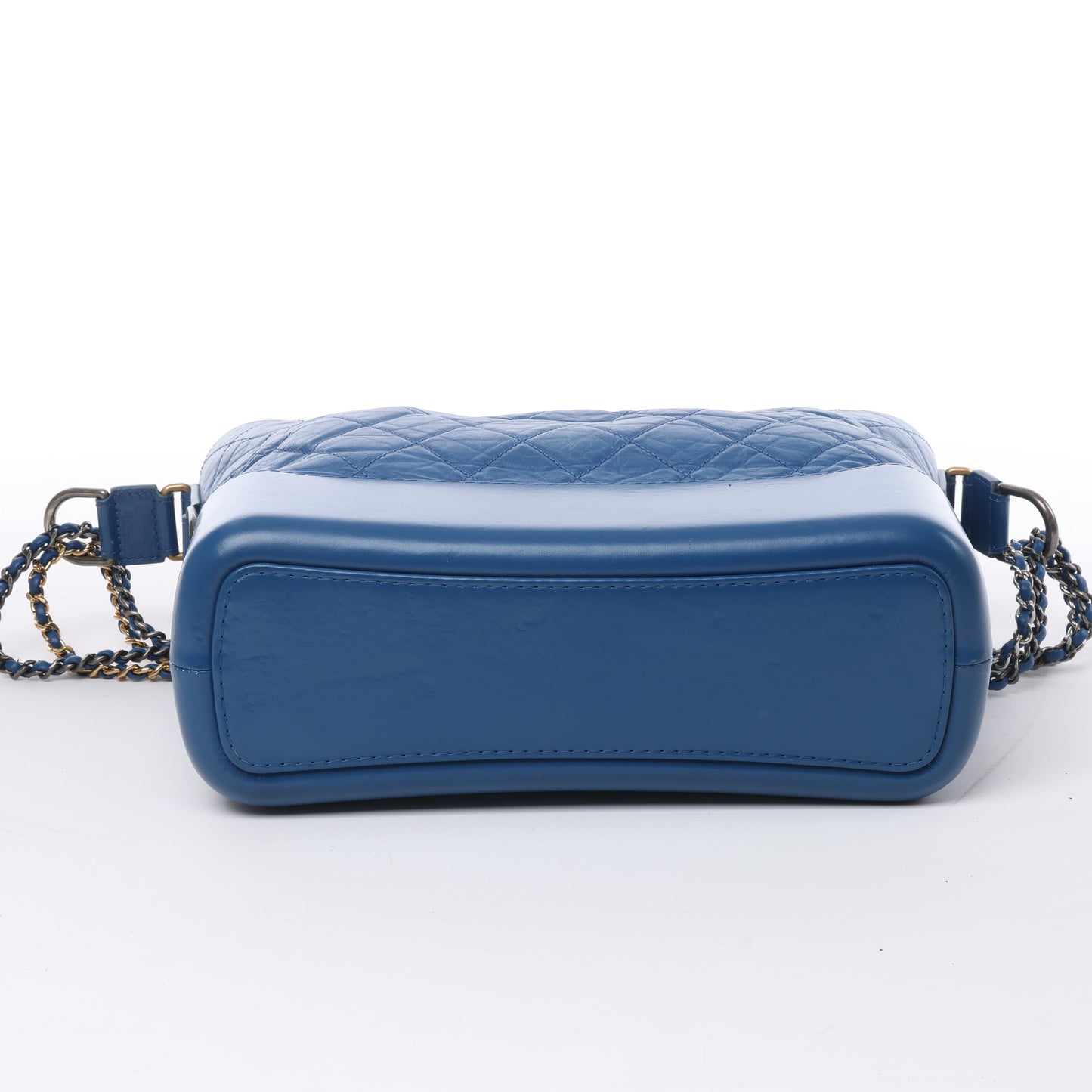 Sac à bandoulière Chanel Gabrielle Doo Chanel Vintage en cuir de veau avec chaîne et garnitures en métal bleu doré et argenté 27113839