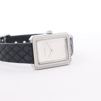 Chanel Boyfriend H6955 KTF95332 SS & Leather QZ Silver-Face Watch