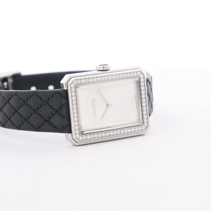 Chanel Boyfriend H6955 KTF95332 SS & Leather QZ Silver-Face Watch