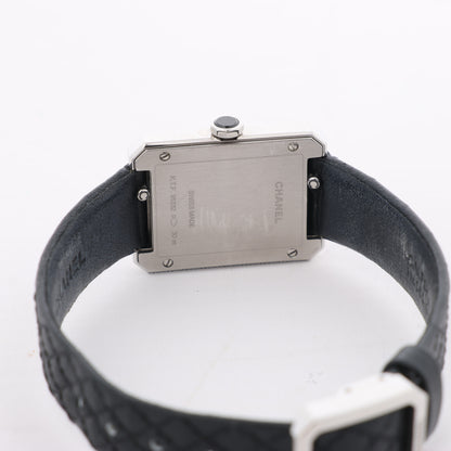 Chanel Boyfriend H6955 KTF95332 SS & Leather QZ Silver-Face Watch
