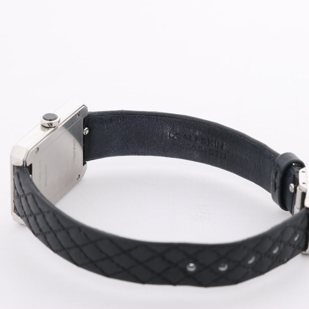 Chanel Boyfriend H6955 KTF95332 SS & Leather QZ Silver-Face Watch