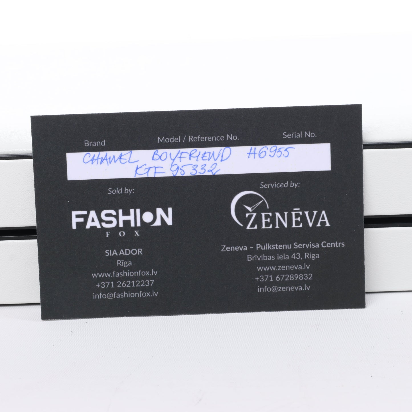 Chanel Boyfriend H6955 KTF95332 SS & Leather QZ Silver-Face Watch