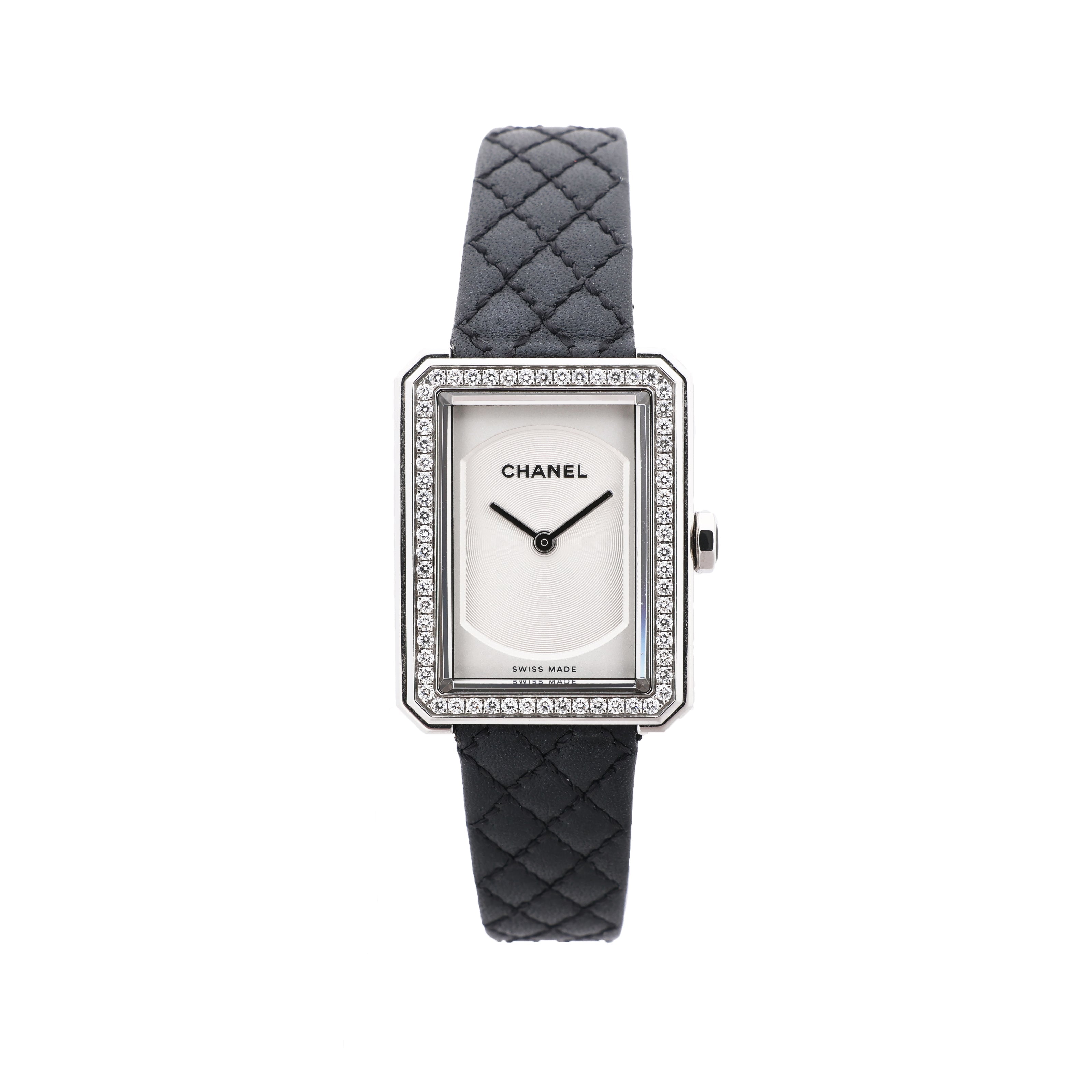 Reloj Chanel Boyfriend H6955 KTF95332 de acero inoxidable y cuero QZ con esfera plateada