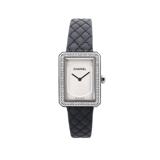 Chanel Boyfriend H6955 KTF95332 SS & Leather QZ Silver-Face Watch