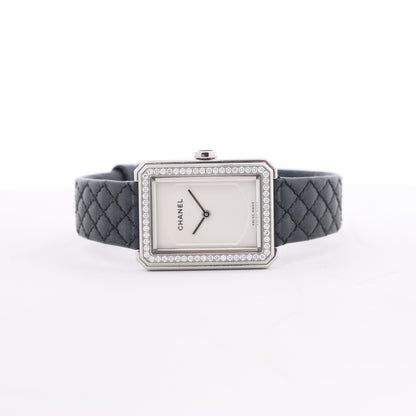 Chanel Boyfriend H6955 KTF95332 SS & Leather QZ Silver-Face Watch