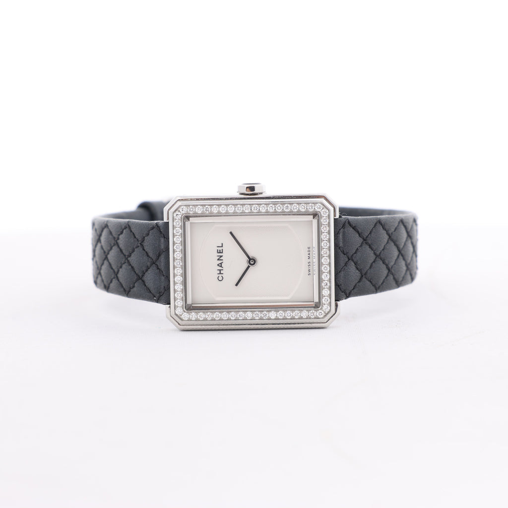 Reloj Chanel Boyfriend H6955 KTF95332 de acero inoxidable y cuero QZ con esfera plateada