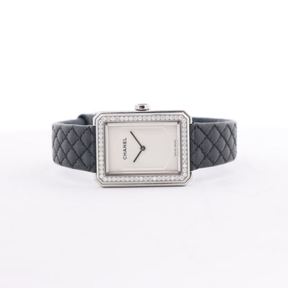 Chanel Boyfriend H6955 KTF95332 SS & Leather QZ Silver-Face Watch