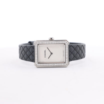 Chanel Boyfriend H6955 KTF95332 SS & Leather QZ Silver-Face Watch