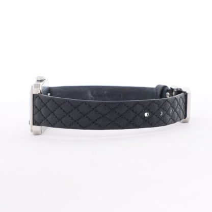 Chanel Boyfriend H6955 KTF95332 SS & Leather QZ Silver-Face Watch