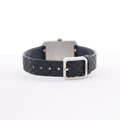 Chanel Boyfriend H6955 KTF95332 SS & Leather QZ Silver-Face Watch