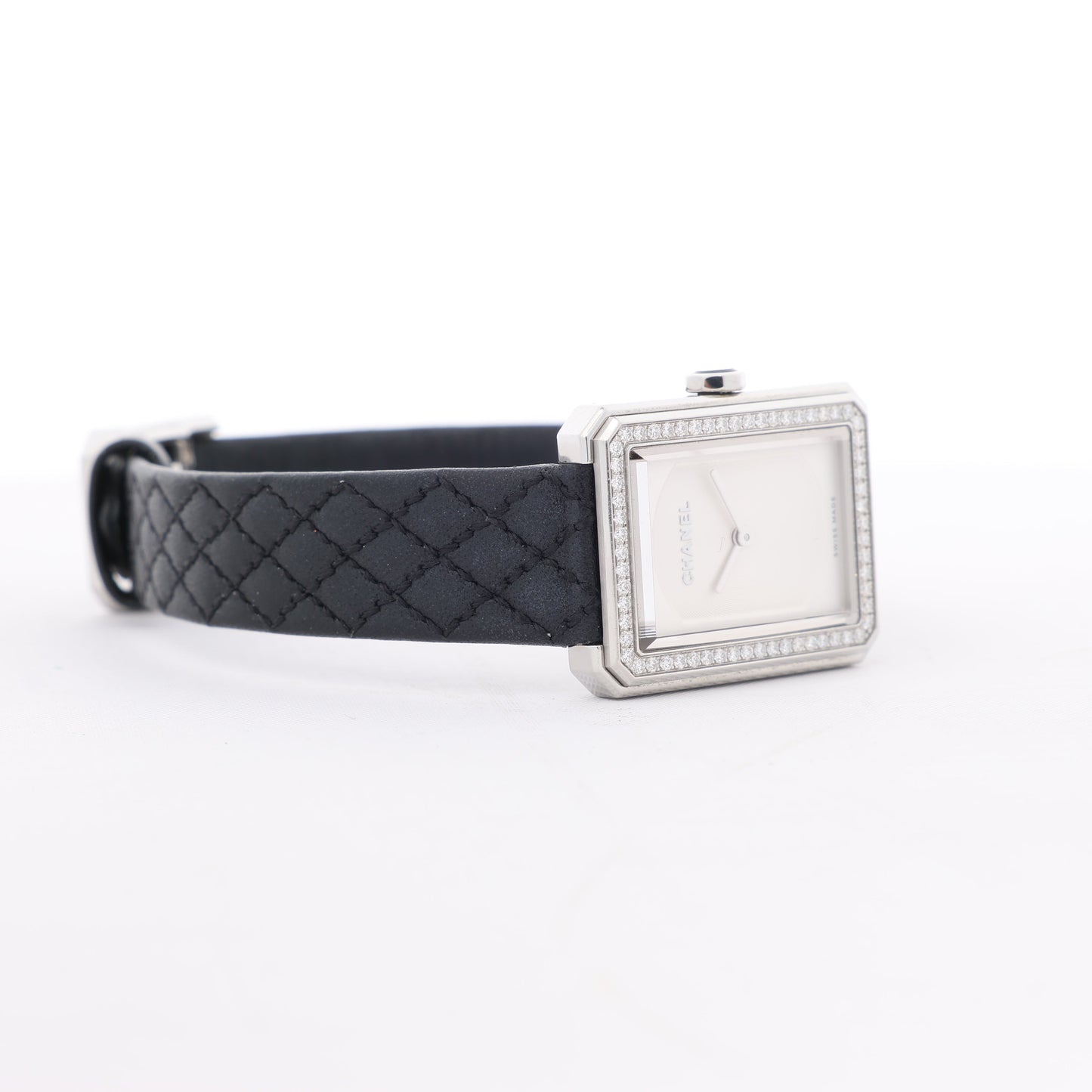 Chanel Boyfriend H6955 KTF95332 SS & Leather QZ Silver-Face Watch