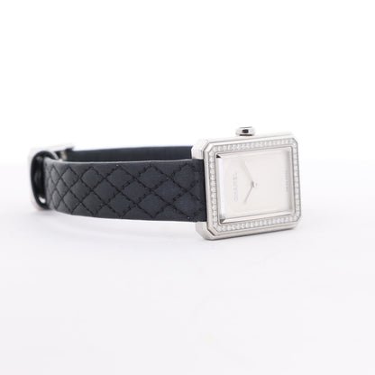 Chanel Boyfriend H6955 KTF95332 SS & Leather QZ Silver-Face Watch