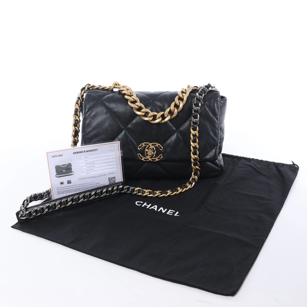 Chanel Chanel 19 Large Leather Chain Shoulder Bag in Black 30157954