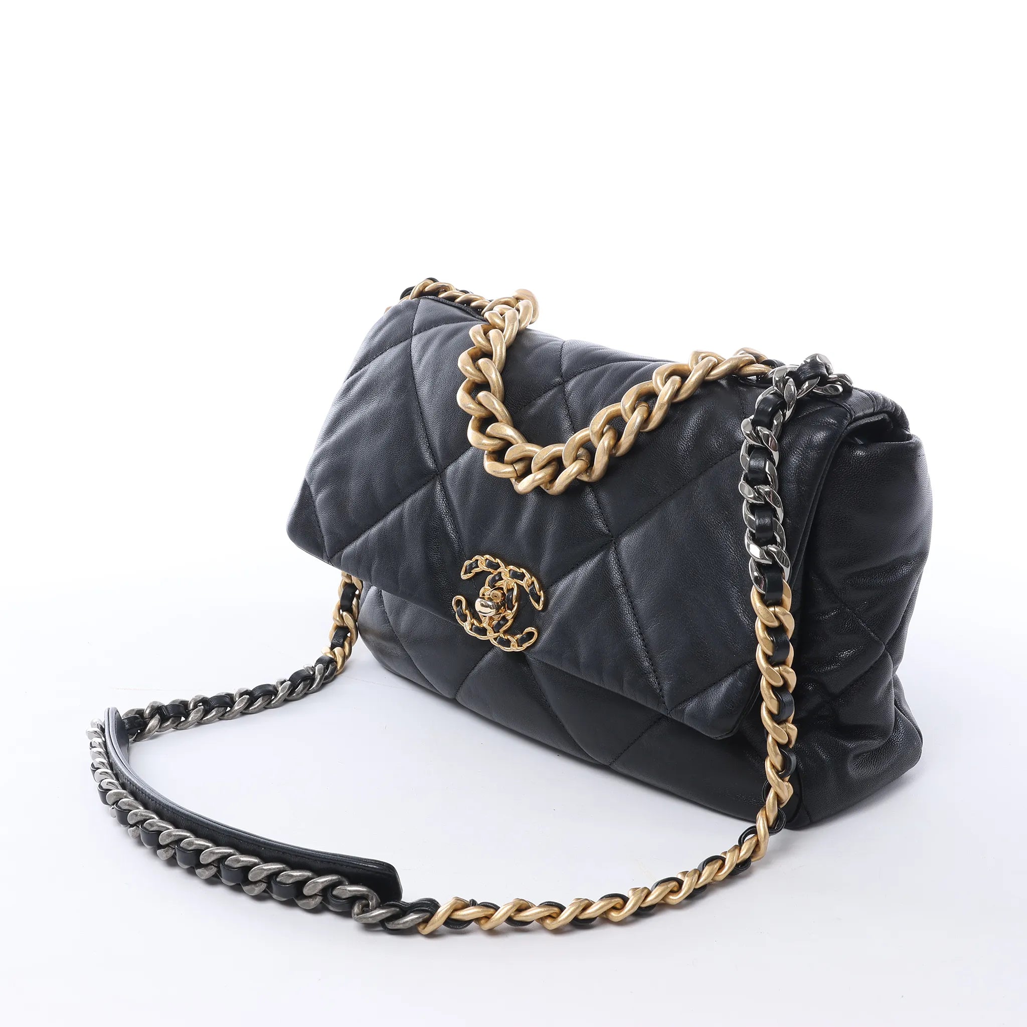 Chanel Chanel 19 Large Leather Chain Shoulder Bag in Black 30157954