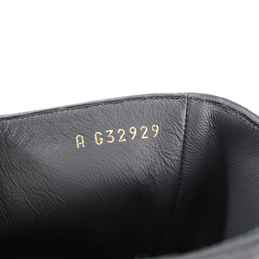 Chanel Coco Mark Camelia 17A Leather Ankle Boots in Black G32929, Size 36 EU