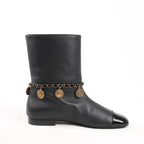 Chanel Coco Mark Camelia 17A Leather Ankle Boots in Black G32929, Size 36 EU