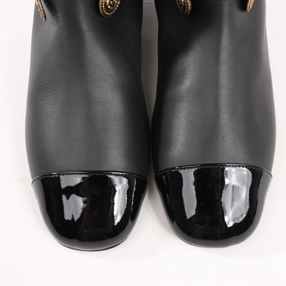 Chanel Coco Mark Camelia 17A Leather Ankle Boots in Black G32929, Size 36 EU