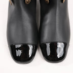 Chanel Coco Mark Camelia 17A Leather Ankle Boots in Black G32929, Size 36 EU