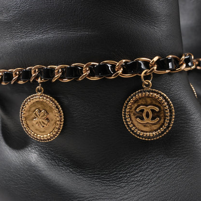 Chanel Coco Mark Camelia 17A Leather Ankle Boots in Black G32929, Size 36 EU