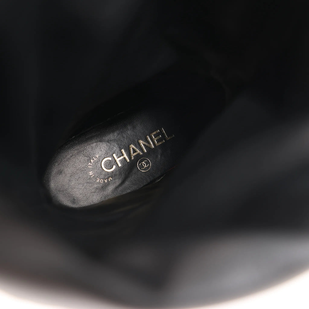 Chanel Coco Mark Chain 15B Suede Long Boots in Black G31295, Size 36 EU