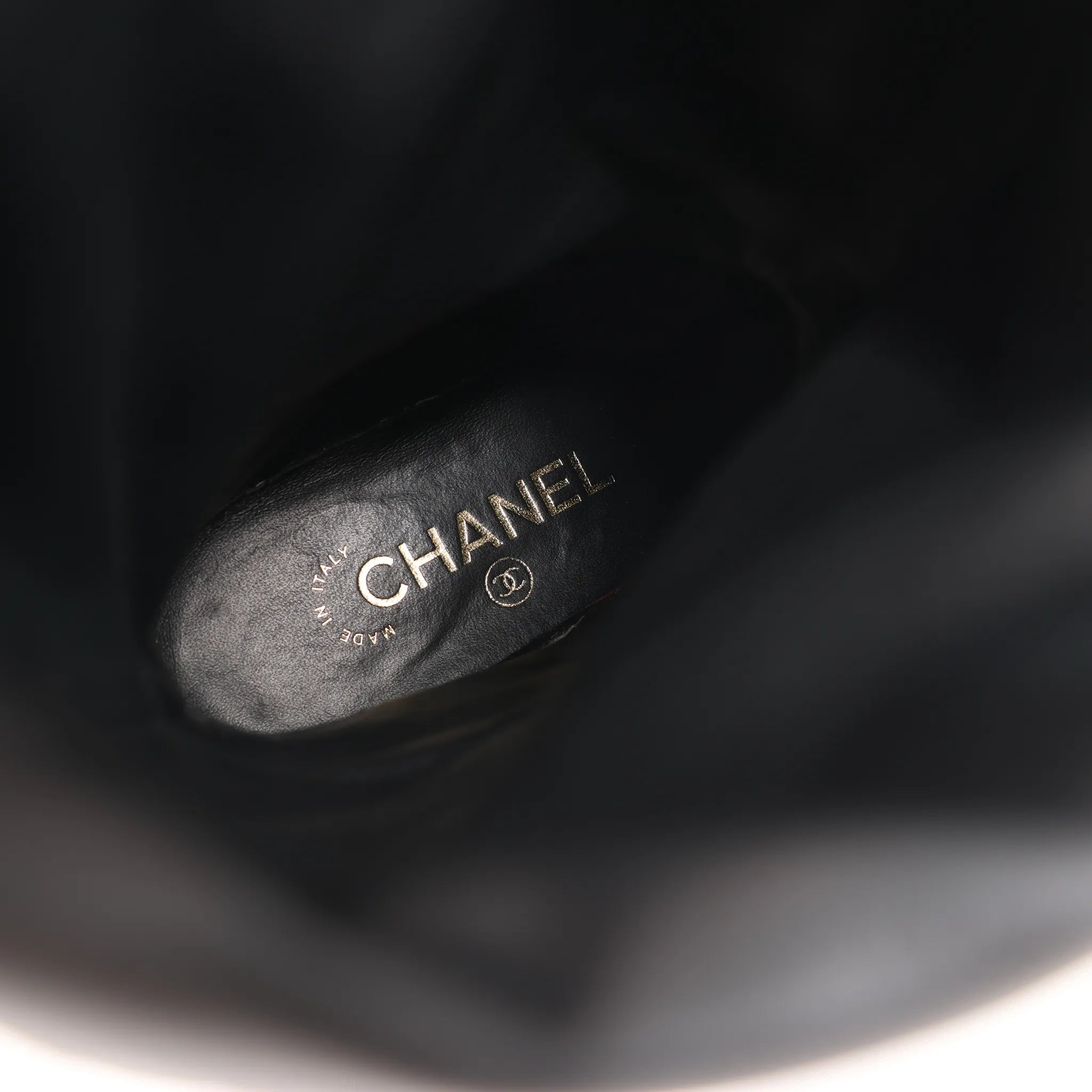 Chanel Coco Mark Chain 15B Suede Long Boots in Black G31295, Size 36 EU