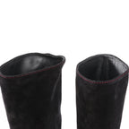 Chanel Coco Mark Chain 15B Suede Long Boots in Black G31295, Size 36 EU