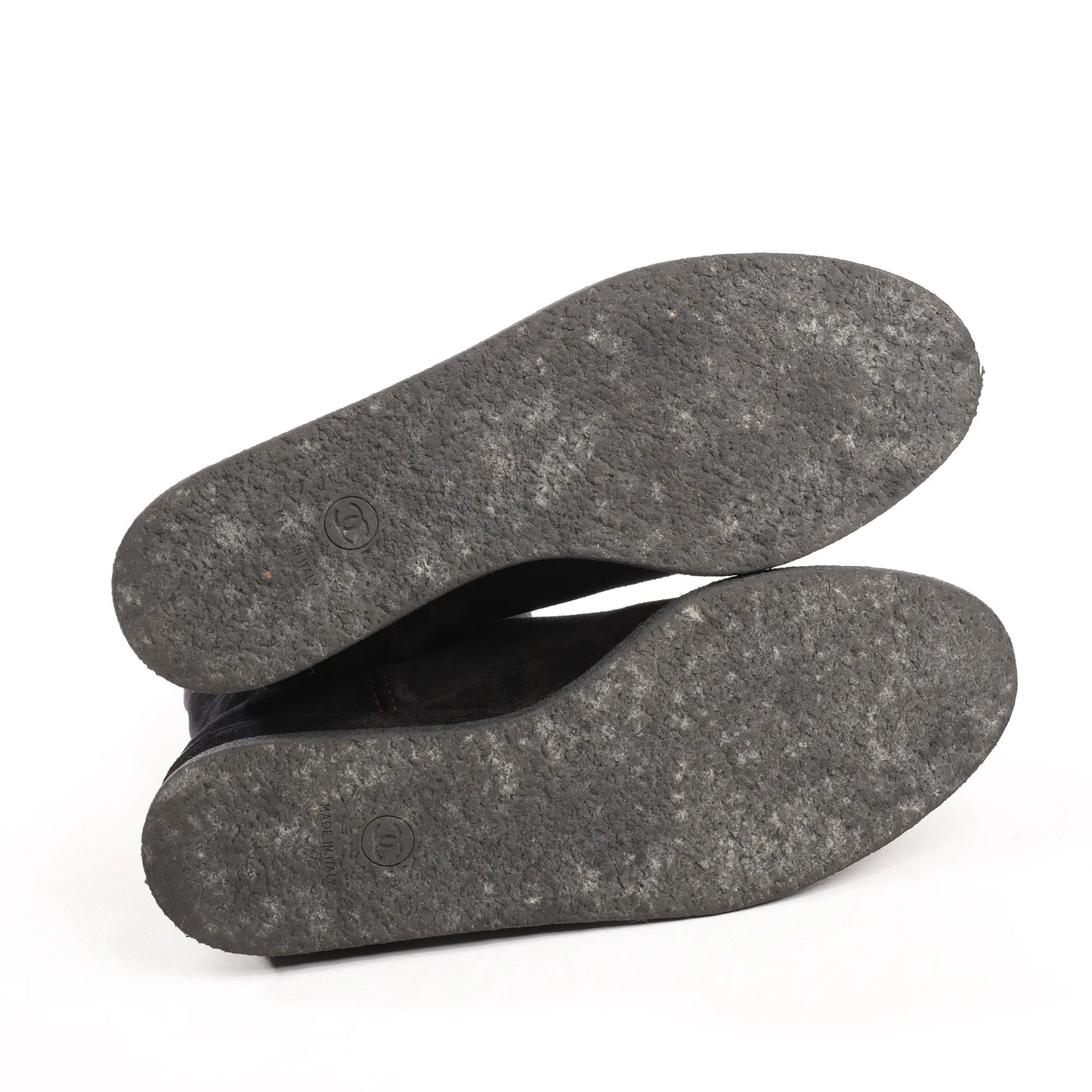 Chanel Coco Mark Chain 15B Suede Long Boots in Black G31295, Size 36 EU