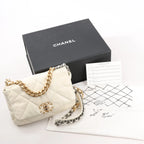 Chanel Chanel 19 Leather Quilted Chain 2Way Handbag in Ecru